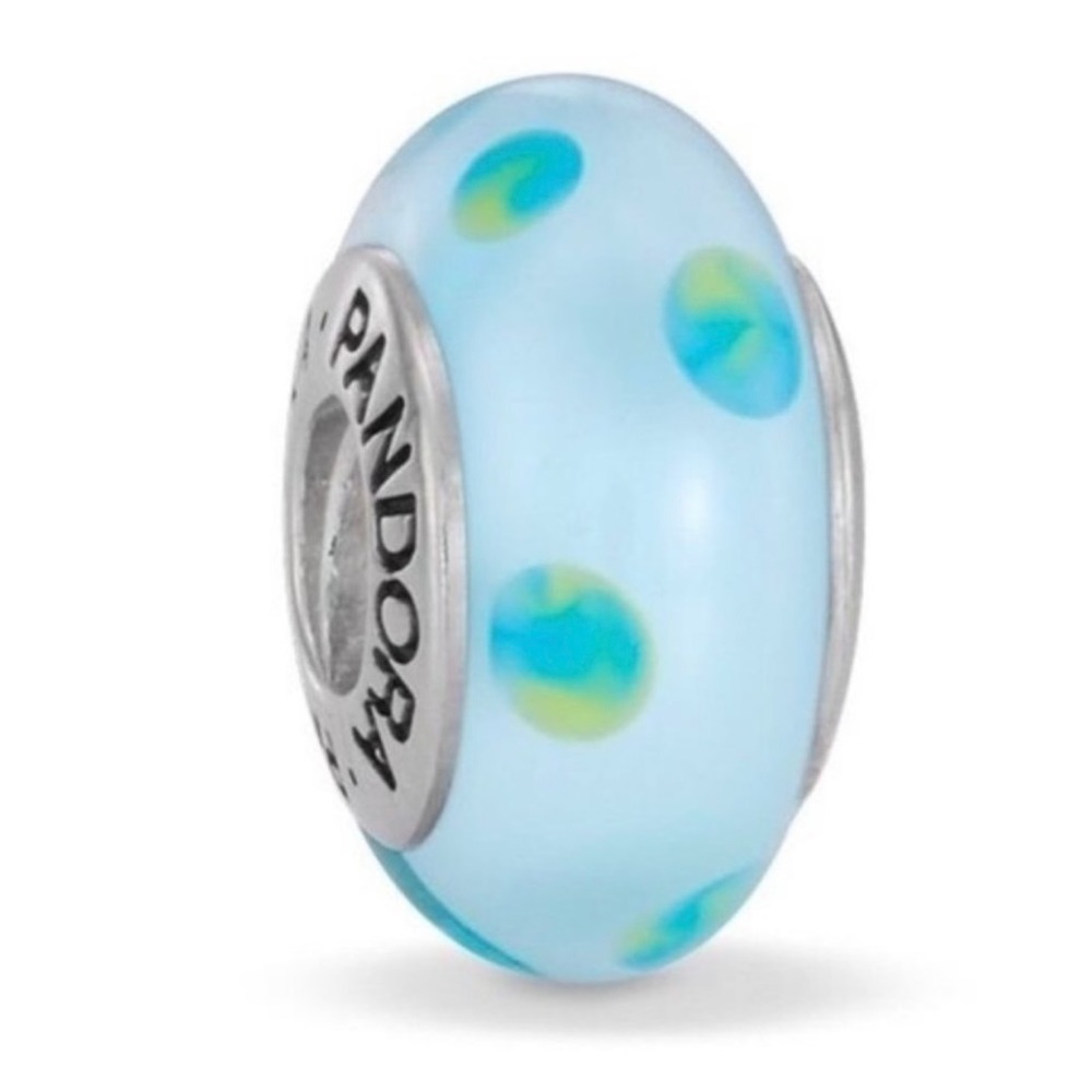 TWO Pandora Murano glass charm bead in pink and teal - Picture 8 of 8